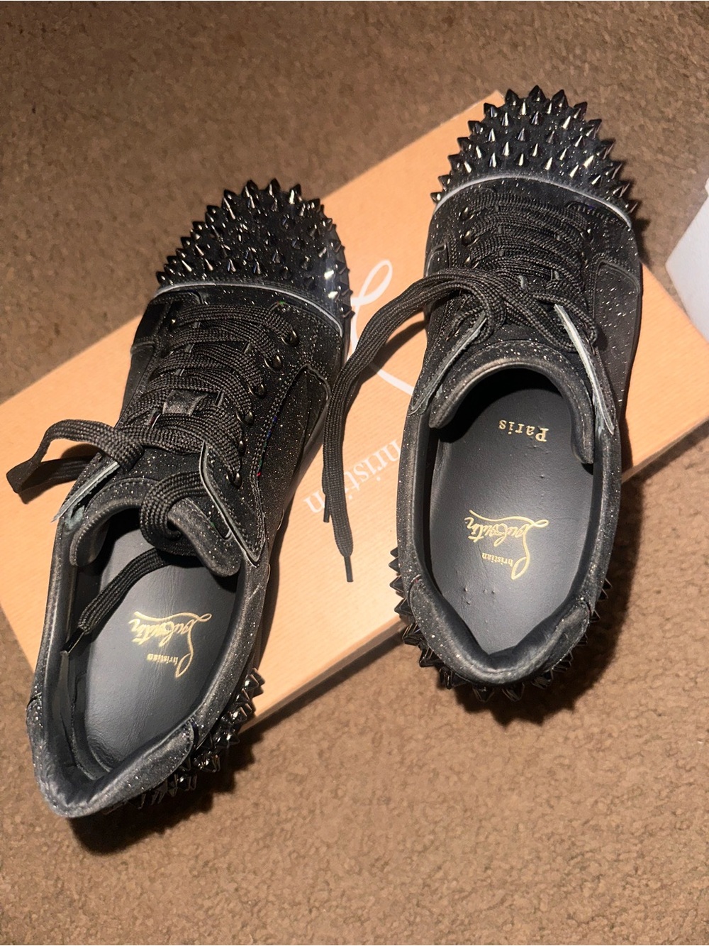 Christian Louboutin Black Studded Low-Top Sneakers